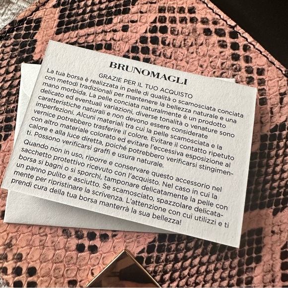 Bruno Magli Pink Snake Skin Embossed Shoulder Bag - Picture 7 of 12